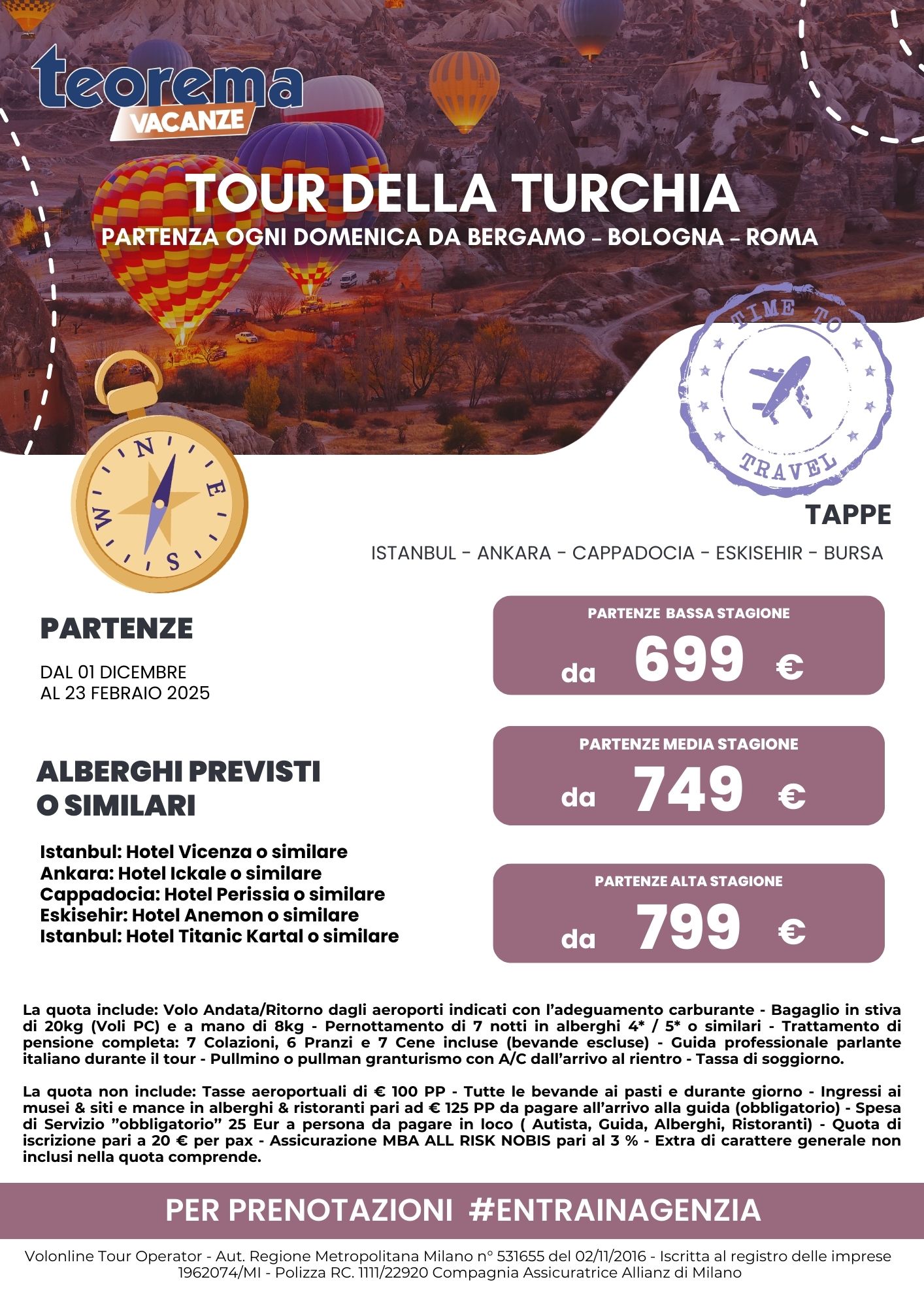 TOUR STAGIONALI WINTER  DELLA TURCHIA 2024/2025