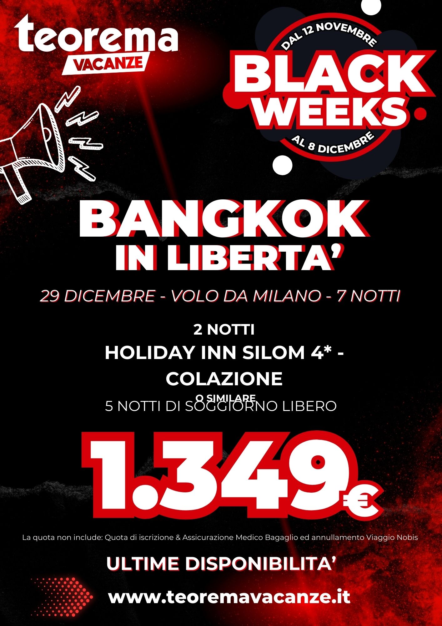 BLACK WEEKS! BANGKOK IN LIBERTÀ DA MILANO 31 dicembre