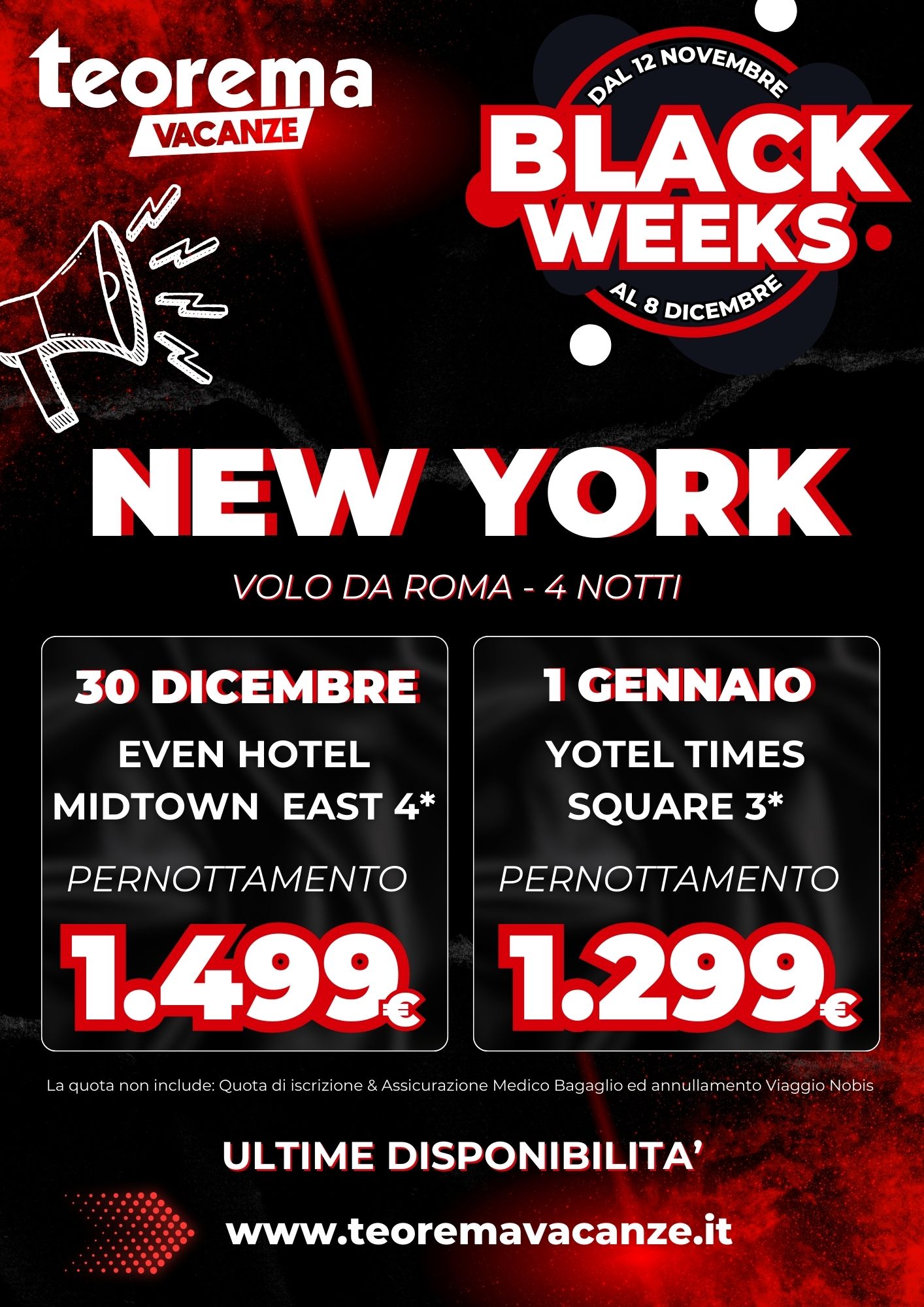 BLACK WEEKS! NEW YORK DA ROMA 30 dicembre & 1 gennaio