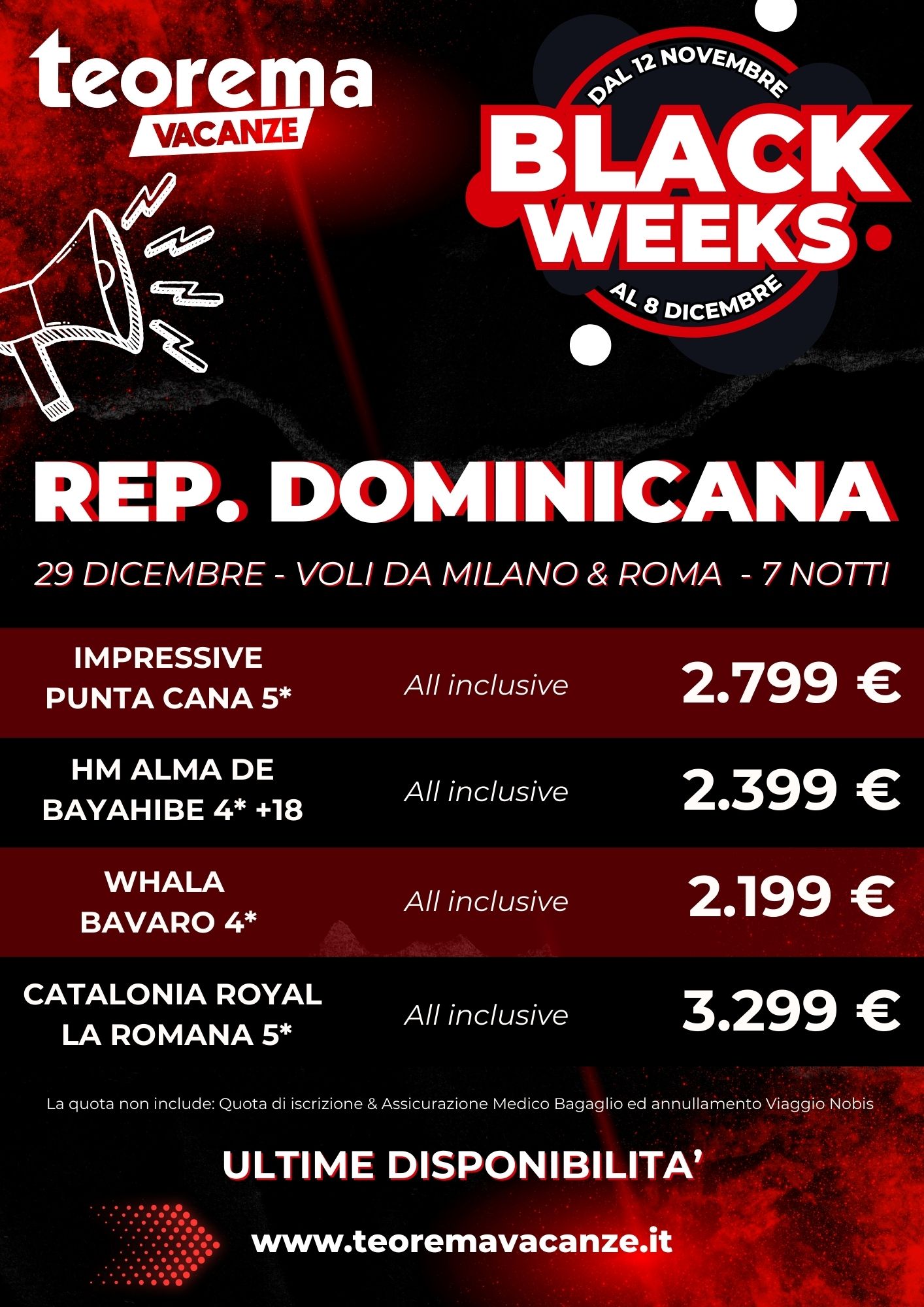 BLACK WEEKS! REPUBBLICA DOMINICANA DA MILANO E ROMA 29 dicembre