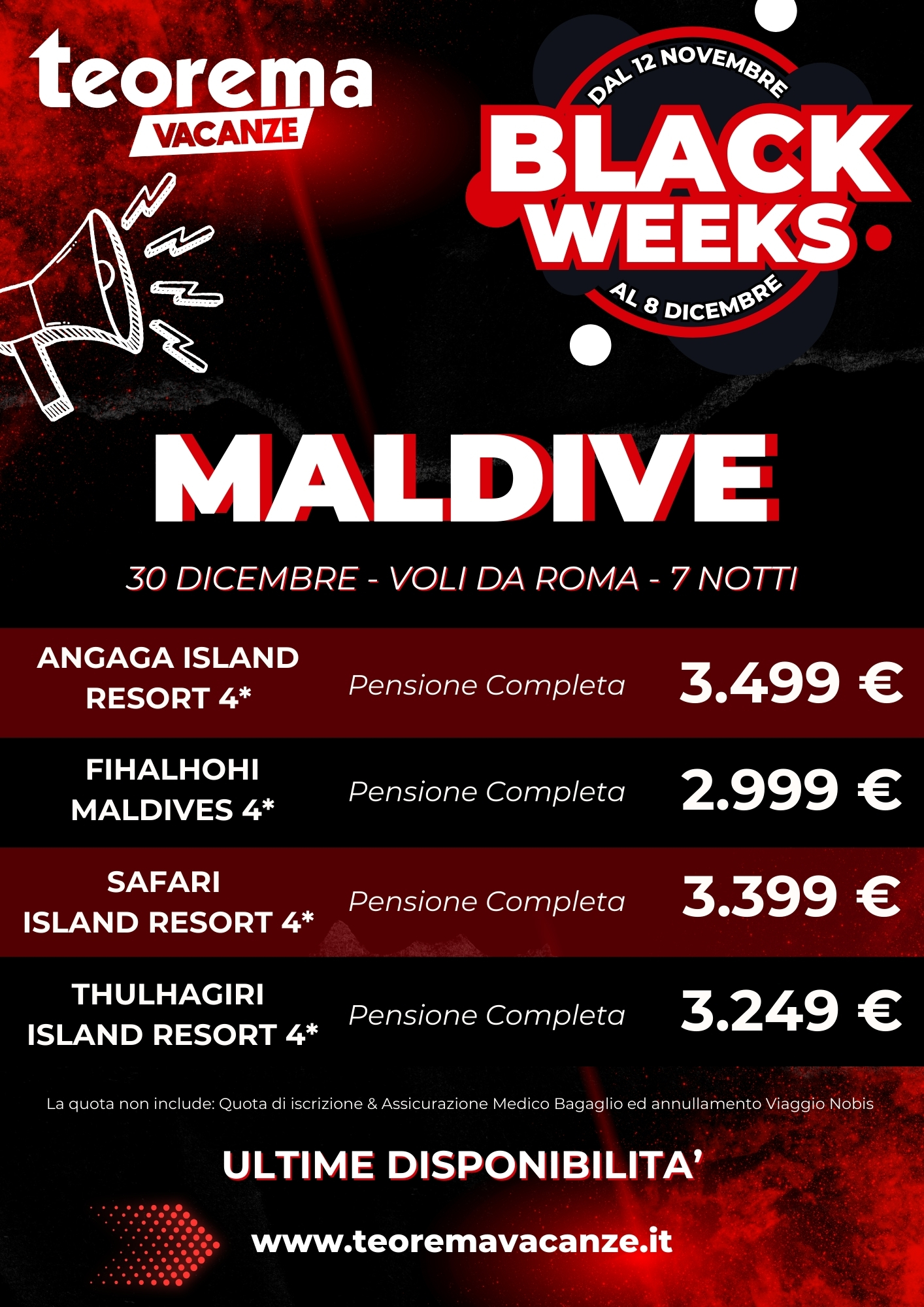 BLACK WEEK  SPECIALE MALDIVE